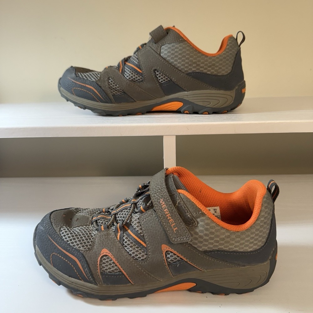 Merrell Kids Hiking Shoes Trail Chaser Outdoors Mountain Size 7M  Gray/Orange - Picture 4 of 10